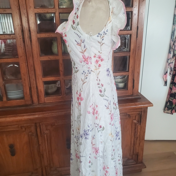 Petal & Pup Cream Midi Dress with Pastel Floral Motif - Picture 6 of 10